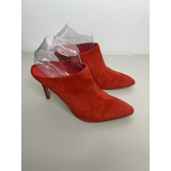 Sam Edelman Oran Mules Red Suede Heels Slip On Women’s Size 7.5 - Picture 1 of 10